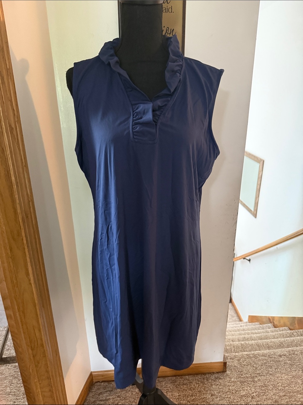 Sleeveless Ruffle-Trim Navy Women's Lulu B Dress